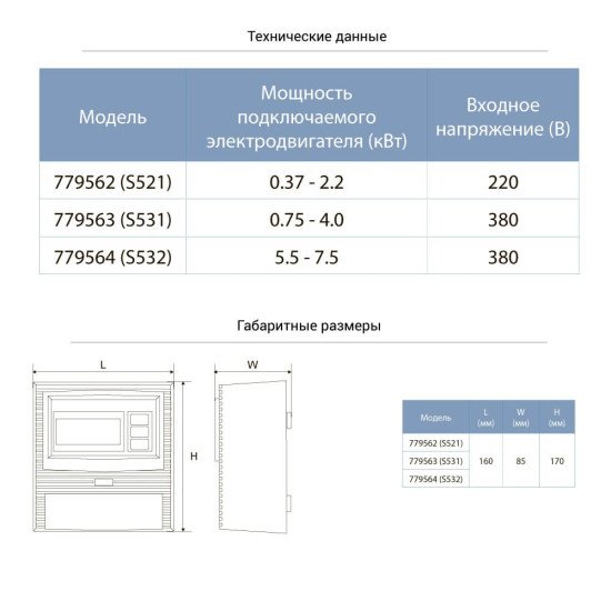 Пульт управления 220В 0.37-2.2кВт + датчик уровня AQUATICA S521 779562