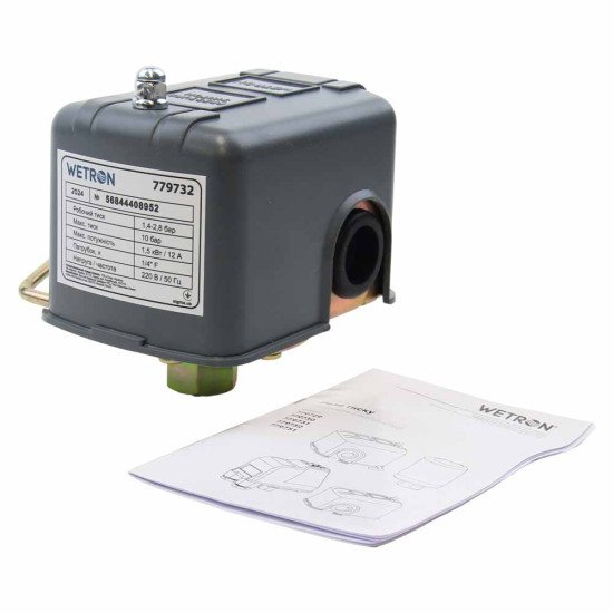 Реле тиску сухого ходу 1,5 кВт 1.4-2.8 бар (гайка) WETRON 779732
