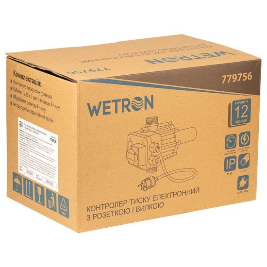 Контролер тиску електронний 1.1кВт + розетка та вилка WETRON DSK-8.2 779756