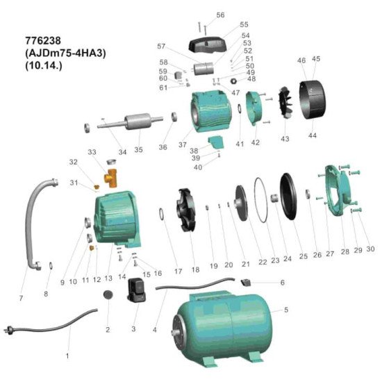 Насосная станция Aquatica LEO 3.0 776238 0,75кВт Hsmax 35м 50м 30л/мин (внеш эжектор д.96мм) 24л
