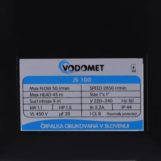 Насос поверхневий VODOMET JS100 Н=45М, Q=3кбМ, P=1100 Вт, 1"x1", корп. нерж.