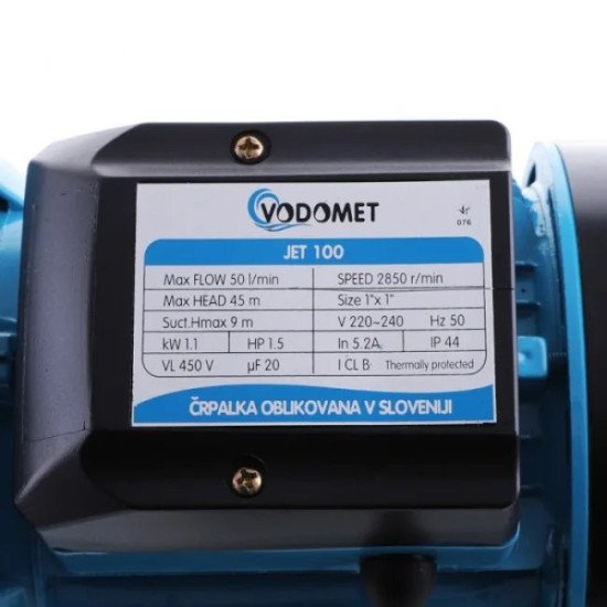 Насос поверхневий VODOMET JET100 Н=45М, Q=3кбМ, P=1100 Вт, 1"x1", корп. чавун