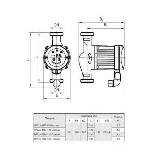 Циркуляционный насос Насосы плюс оборудование BPS 25-6SM-180 Ecomax, присоединительный комплект